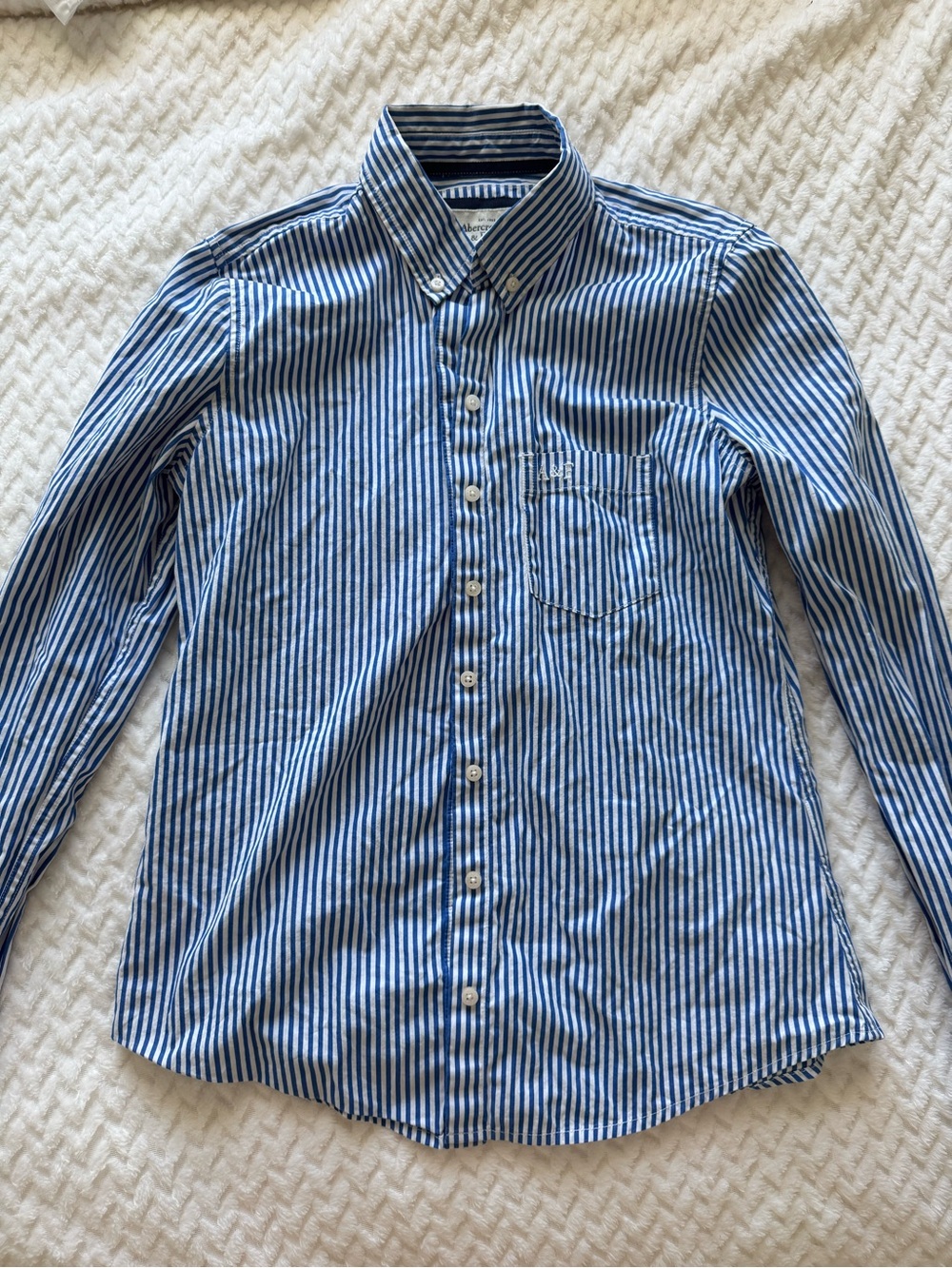 Abercrombie & Fitch Blue and White Striped Button-Down Shirt